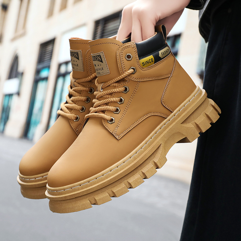 Men'S Shoes Hey Dude - Modische Lederstiefel für Herren, Winter-High-Top-Freizeitschuhe, Outdoor-Knöchelstiefel,