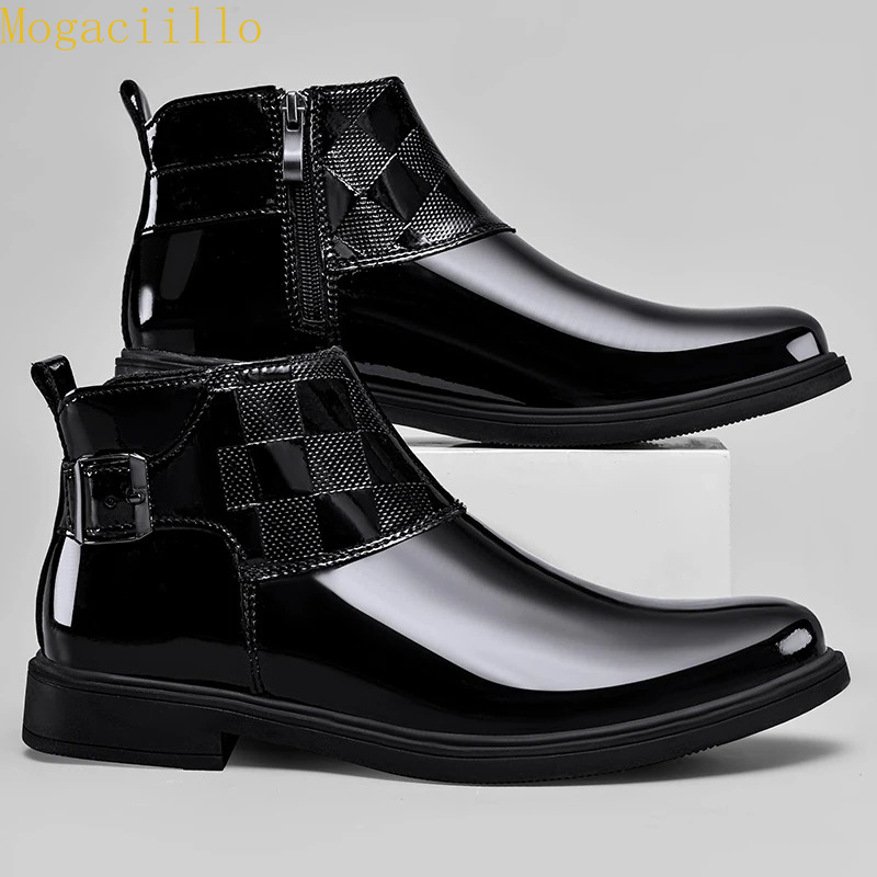 Men'S Shoes Hey Dude - Marken-Herrenstiefel aus Schwarzem Glanzlackleder Hochwertige Chelsea-Stiefel
